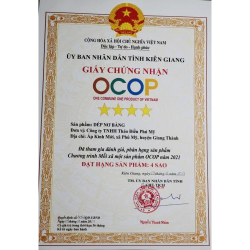 CHỨNG NHẬN SẢN PHẨM OCOP 4 SAO - SẢN PHẨM CÔNG NGHIỆP NÔNG THÔN TIÊU BIỂU CHO 12 SẢN PHẨM TỪ CỎ BÀNG